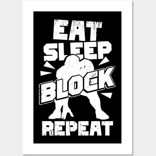 Eat Sleep Block Repeat Offensive Lineman Gift Posters and Art